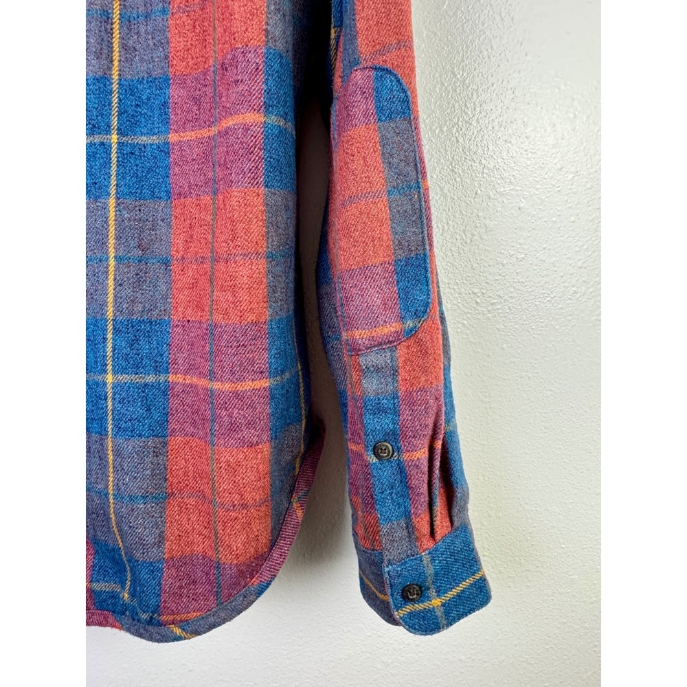 Toad&Co Orange Plaid Half-Zip Button Down Shirt - Picture 5 of 9